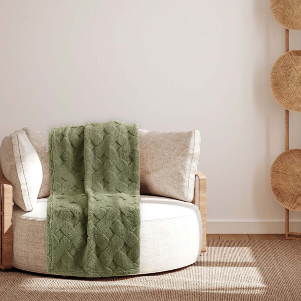 plaidfabulaverde Plaid Ecopelliccia Jacquard Fabula by linea oro