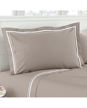 Completo lenzuola matrimoniale Mirage in Percalle color Tortora by linea oro