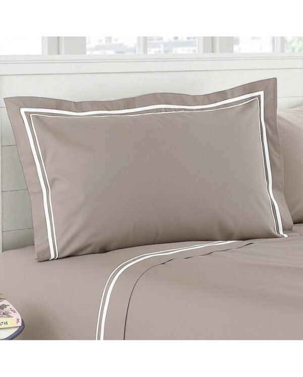 Completo lenzuola matrimoniale Mirage in Percalle color Tortora by linea oro