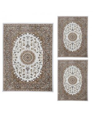 Parure 3 tappeti scendiletto classici Emirates color tortora by linea oro