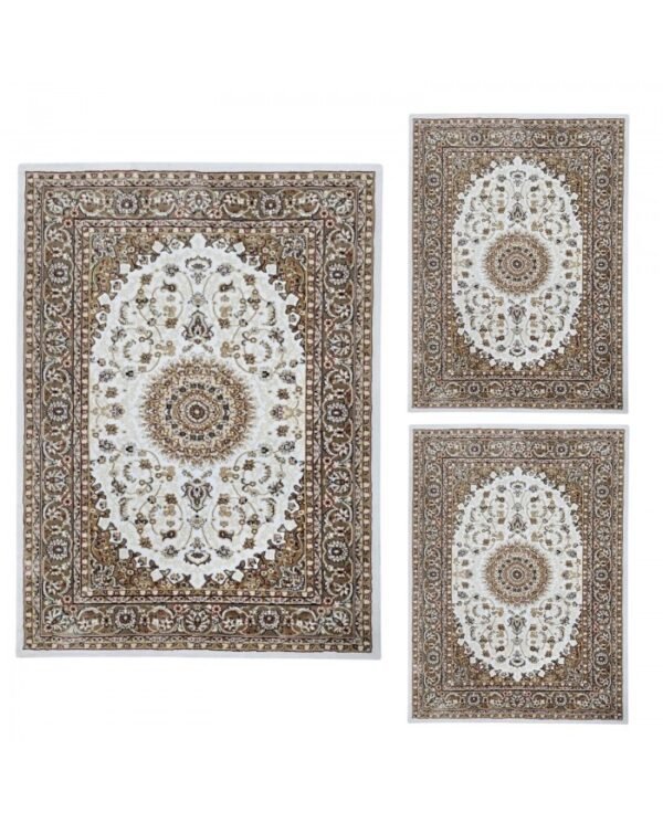 Parure 3 tappeti scendiletto classici Emirates color tortora by linea oro