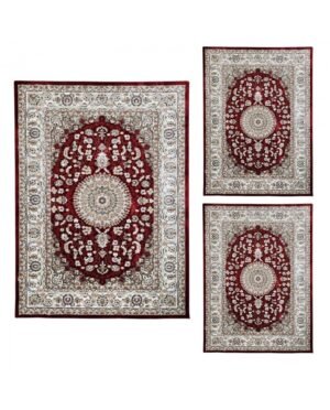 Parure 3 tappeti scendiletto classici Emirates color bordeaux by linea oro