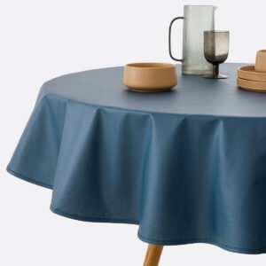 Tovaglia rotonda Mjilinda in cotone color Ottanio  Diametro: 180 cm by linea oro