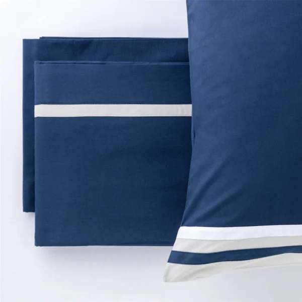 Completo Letto Matrimoniale Da Vinci 100% Cotone colore Blu By linea oro