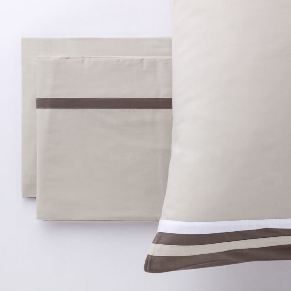 Completo Letto Matrimoniale Da Vinci 100% Cotone colore Beige By linea oro