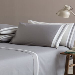 Completo Letto Matrimoniale Da Vinci 100% Cotone colore Grigio By linea oro