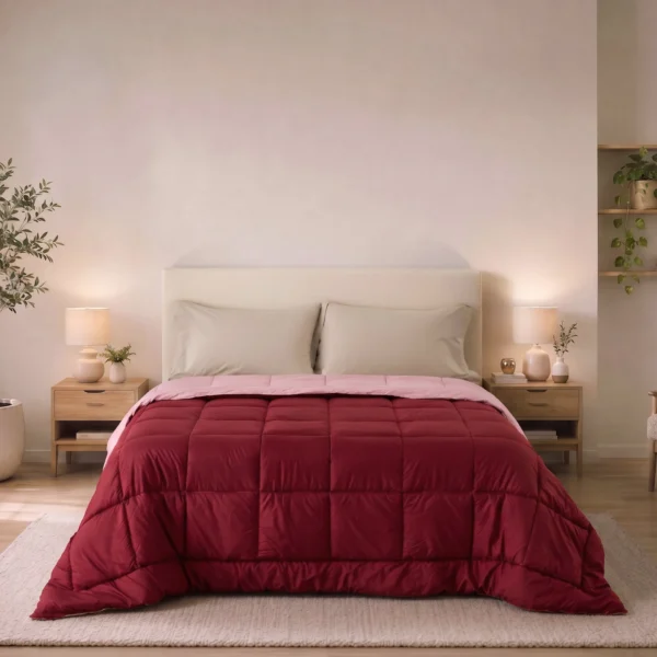 Trapunta invernale tinta unita Colore Bordeaux double face LOREN by linea oro