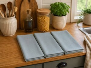 Set 3 Canovacci Da Cucina Tinta Unita Col GRIGIO Mjilinda by Linea oro