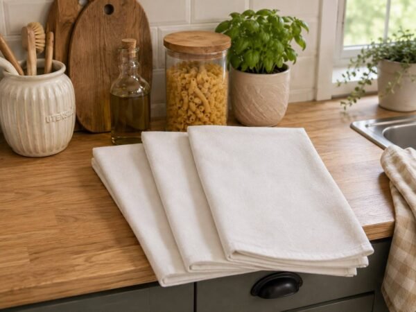 Set 3 Canovacci Da Cucina Tinta Unita Col PANNA Mjilinda by Linea oro
